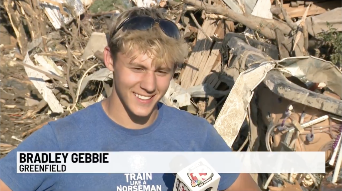 Kid asks for golf clubs after Iowa tornado